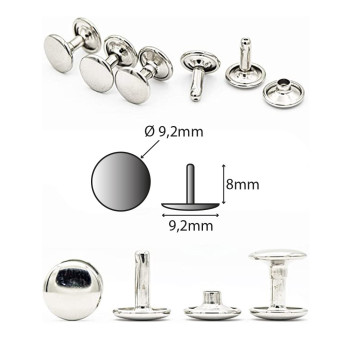 Double Cap Rivets A34, Nickel, 1000pcs