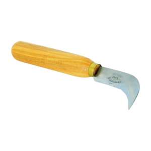 Coltello Curvo per Pelle con Manico in Legno